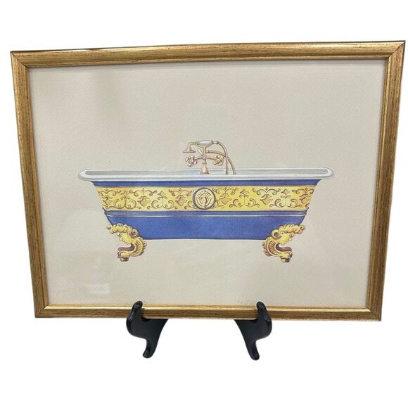 Vtg Pair of Framed Prints of Victorian-style Bathtubs by Artist Consuelo Gamboa - Picture 6 of 9
